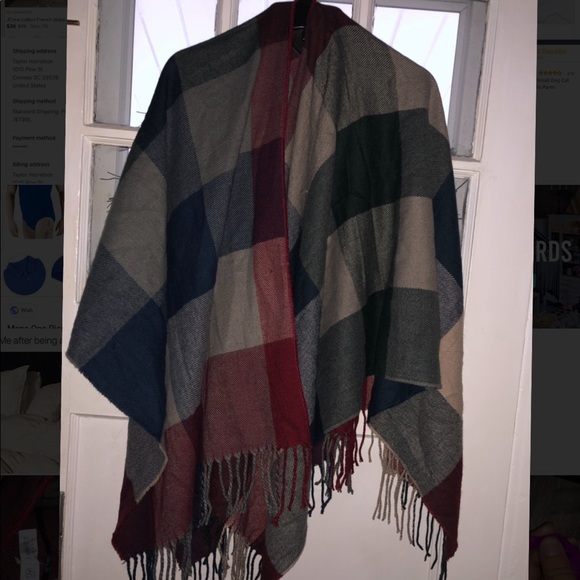 janice Sweaters - NWT Shawl ( red, grey , blue ) one size fits all